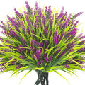 Grunyia 20 Bundles Artificial Plants Outdoor Fake Monkey Grass with Flowers (Fuchsia) - color: Fuchsia
