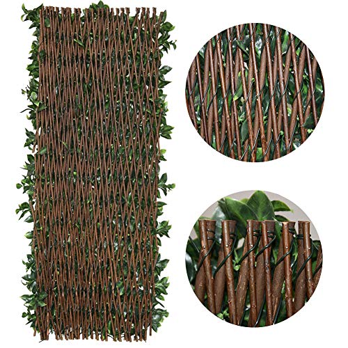 Expandable Fence Privacy Screen for Balcony Patio Outdoor,Decorative Faux Ivy Fencing Panel,Artificial Hedges (Single Sided Leaves)…7 - color: Deep Green