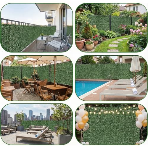 Artificial Ivy Privacy Fence Screen, 3.3ft x 17ft UV-Anti Faux Greenery Backdrop, Used for Patio, Balcony, Garden, Backyard Indoor Outdoor Green Wall Decor - size: 3.3ft x 17ft