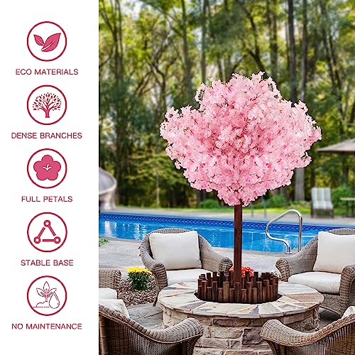 4FT Pink Christmas Artificial Cherry Blossom Tree with LED Light, Handmade Pink Cherry Tree, Cherry Blossom Tree Artificial for Party, Wedding, Home Decor, Indoor & Outdoor (1.2M/4 Trunks) - size: 4ft