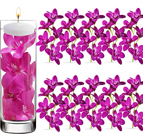 10 Pcs Artificial Flowers for Floating Candles Centerpiece Purple Orchid Faux Flower Vase Fillers for Birthday Wedding Dinning Table Party Home Bar Restaurant Decor - color: Onecolor