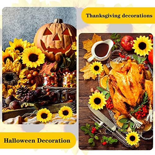 Coferset 40pcs Fake Sunflower Heads with Stems, 4" Sunflower Artificial Silk Flower Heads for Party Baby Shower Wedding Making Handicrafts Home Decor(Yellow) - color: Yellow-40pcs