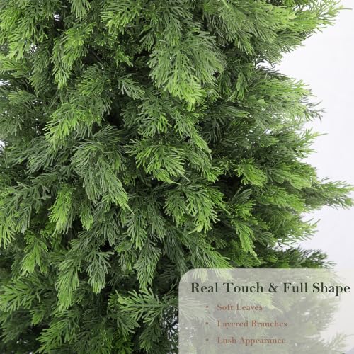 Bellacat 3ft UV Resistant Topiary Trees Artificial Outdoor with Urn Planter & Soft Real Touch Leaves, 36in Lifelike Faux Cedar Tree, Fake Cypress Tree for Front Door Porch Patio Deck Home Decor, 2Pack - color: Golden Urn Planter-2pack, size: 3ft
