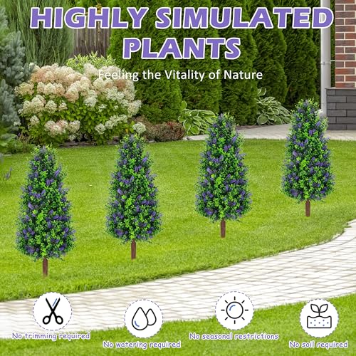 Sunnyglade 2 Packs 27.5" Artificial Lavender Tree, Fake Lavender Shrub Bushes Trees with Spike Faux Topiary Plants Tree for Indoor, Garden, Yard, Porch, Patio Decor - color: Purple
