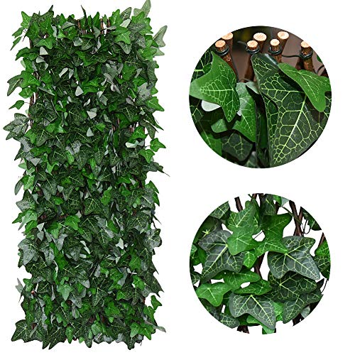 Sumery Expandable Fence Privacy Screen for Balcony Patio Outdoor,Decorative Faux Ivy Fencing Panel,Artificial Hedges (Single Sided Leaves) (1, Green-Ivy) - color: Green-Ivy