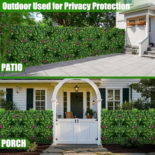 Artificial Grass Wall Panels, 20"x20" 6pcs Greenery Backdrop with Mint Plant Leaves, UV-Anti Fake Greenery Plant Boxwood Panels for Privacy Fence Screen, Outdoor Green Wall Decor for Patio Garden - size: 20x20 in 6pcs