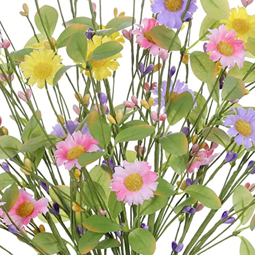 Yawwind 6 PCs Artificial Summer Flowers 17 Inches Spring Flower Branches Faux Floral Picks with Daisy Wildflowers for Vase Home Indoors Flower Arrangements Table Centerpieces Decor