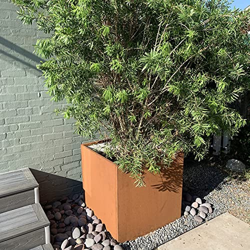Corten Steel Planter Box Large Outdoor Planter 24 Inch Square Cube Planters Rustic Metal Garden Planter for Commercial Residential Patio and Yard - color: Rust, size: 24" L x 24" W x 24" H
