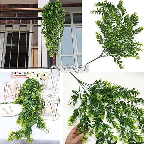 Artificial Hanging Vine, Faux Plastic Leaves Ivy Plants Fake Greenery Plant UV Resistant Vines Decor for Bedroom Indoor Outdoor Home Kitchen Garden Office Wall Wedding Christmas Decoration 2 Pack - color: Green Leaves Hanging Vine / 2 Pack