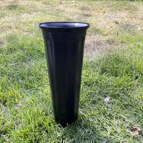 Memorial Floral Vases, Cemetery Vase, Headstones Flower Holder, Grave Cone Vase, Flower Pots for Outdoor Plants, Decorative Plastic Containers (Set of 6, Black) - color: Black