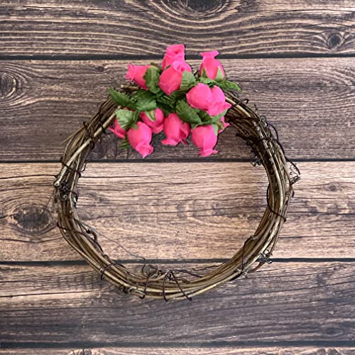Hot Pink Artificial Silk Flower Roses - 12 Mini Bouquets of 12 Rosebuds, 144 Fuchsia Rosebuds Total, Valentine’s Day Wedding Decor, Easter Reception Wreath, Anniversary Floral Arrangement - color: Fuchsia Pink