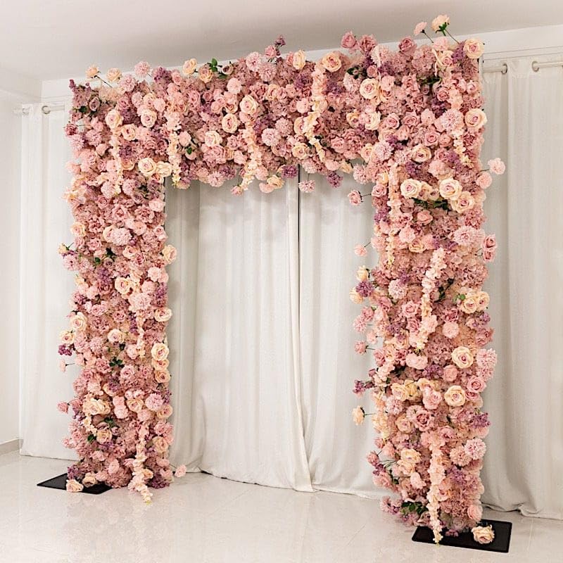 8x8 feet Dusty Rose Roll Up Silk Artificial Flower Backdrop for Arch Stand Photo Background Wedding Reception Party Event Decorations Supplies