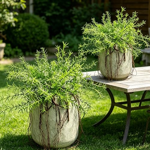 Hrobek 2 Pack Ferns Artificial Hanging Plants for Outdoor Fake Faux Fern Plants with Roots, UV Resistant Greenery Plants for Indoor Home Patio Porch Decor - color: Asparagus