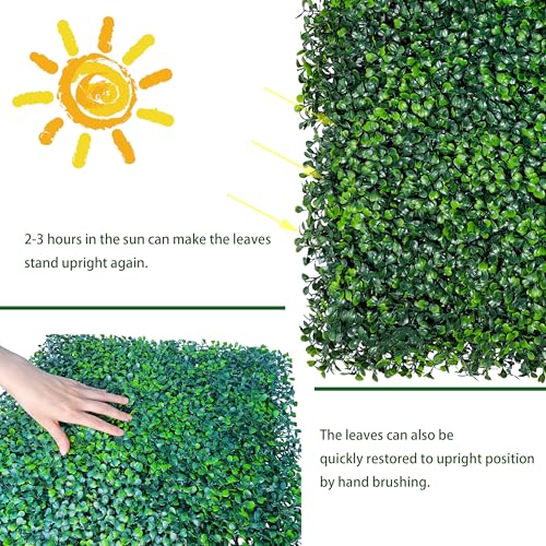 ODTORY Artificial Grass Wall Panel Backdrop,10 X 10 in 25P(17.5 sqft) UV-Anti Greenery Boxwood Panels for Indoor Outdoor Green Wall Decor & Ivy Fence Covering Privacy - size: 10"X10" 25P