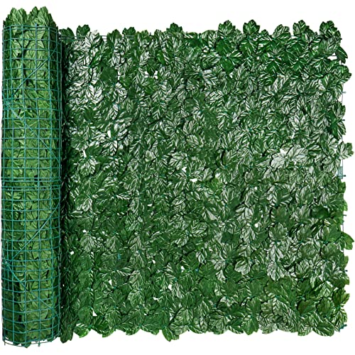 iCover Artificial Ivy Privacy Screen for Fence, 39x157in Strengthened Joint Prevent Leaves Falling Off, Faux Hedge Panels Greenery Vines, Decorative Fences for Outdoor Garden - color: Green Maple Leaf, size: 39*157in