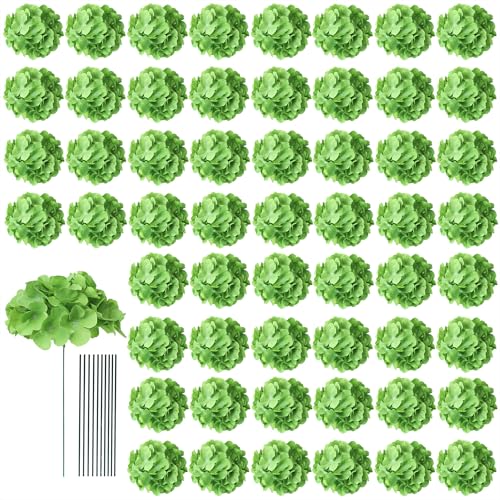 AVIVIHO 65pcs Fake Flowers Green Hydrangea Artificial Flowers Bulk (Not Squished, No Steaming Need) Silk Flowers with Stems for Wedding Decor,Home,Baby Shower,Table Centerpieces Decoration - color: Green, size: Medium