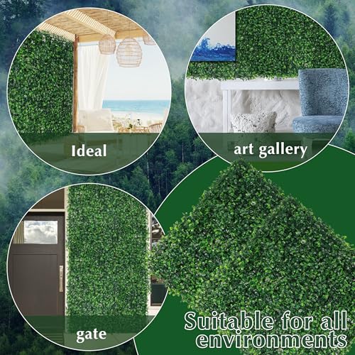 Ogrmar 12 PCS 20"x 20" Artificial Boxwood Panels Topiary Hedge Plant, Privacy Hedge Screen Sun Protected Suitable for Outdoor, Indoor, Garden, Fence, Backyard and Decor (12, 20"x 20") - size: 20"x 20"
