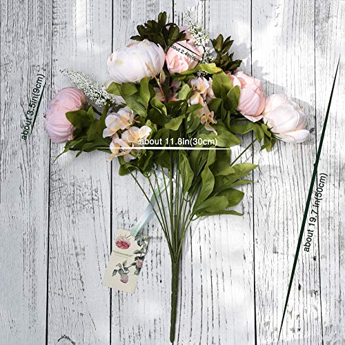 FiveSeasonStuff Vintage Artificial Peonies Silk Peony Flowers and Hydrangeas for Wedding Bridal Home Décor – Beautiful Floral Centerpiece Arrangement Decoration with 2 Bouquets (Rosy Pale Pink) - color: Rosy Pale Pink