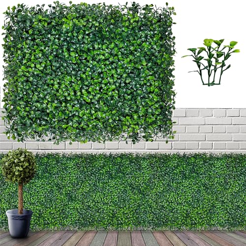 ODTORY Artificial Grass Wall Backdrop Panels,16 X 12 in 12P(16 sqft) UV-Anti Greenery Boxwood Panels for Indoor Outdoor Green Wall Decor & Ivy Fence Covering Privacy - size: 16"X12" 12P