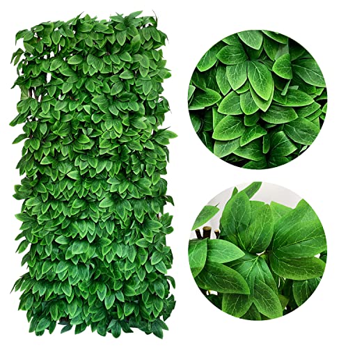 Sumery Expandable Fence Privacy Screen for Balcony Patio Outdoor,Decorative Faux Ivy Fencing Panel,Artificial Hedges (Single Sided Leaves) (1, Peony Leaf) - color: Peony leaf
