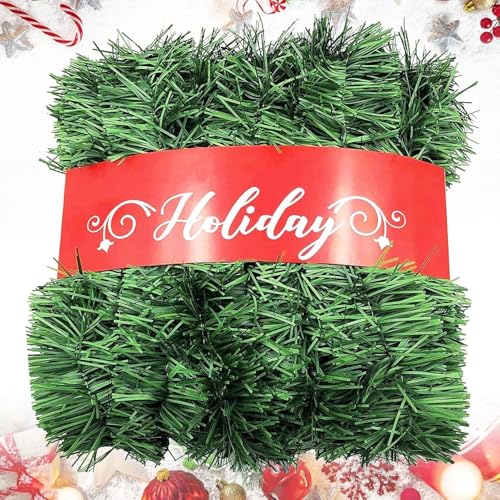 Christmas Garland, Artificial Non-Lit Soft Green Garlands 50FT Classic Christmas Greenery Garland Festive Home Decor for Indoor or Outdoor Use - size: 50ft