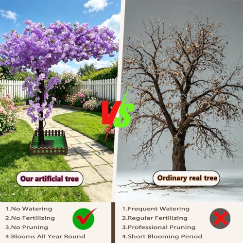 10FT Tall Artificial Cherry Blossom Trees Purple for Indoor Outdoors,Faux Fake Cherry Blossom Tree for Home Office Living Room Shopping Party Wedding Mall Thanksgiving Decor - color: Purple, size: 9ft 10in