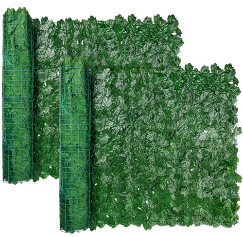 iCover 2PK 39 * 98in Artificial Ivy Privacy Fence Screen Cover, Highly Dense Leaves Wtih Strengthened Joint Prevent Leave Falling Off, Faux Hedge Panels Greenery Vines, Decorative Fences - color: Green Maple Leaf, size: 39*196in