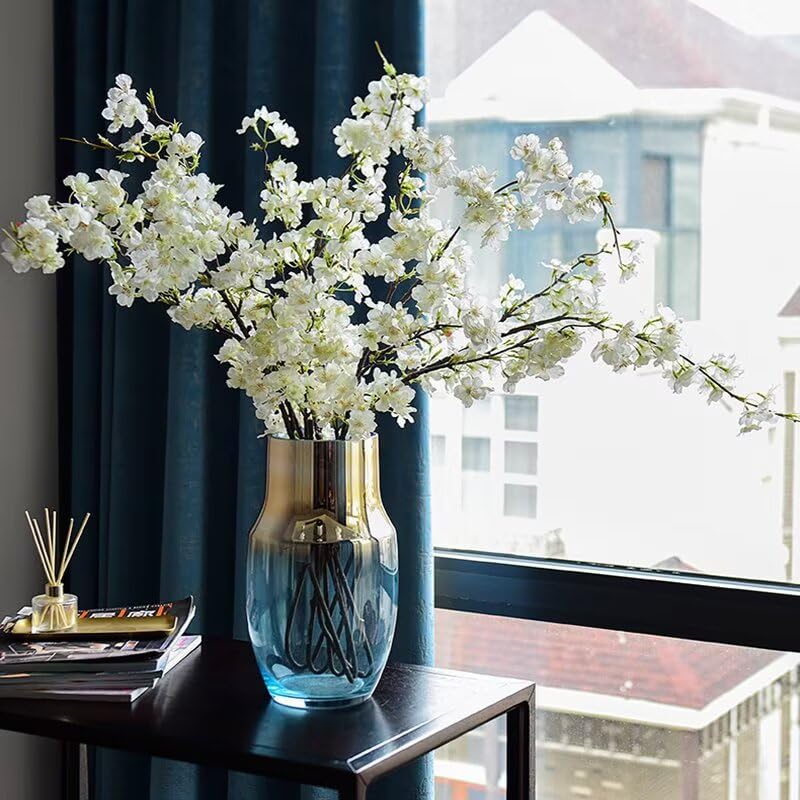 10Pcs Cherry Blossom Branches, 42.13in Artificial Cherry Blossom Tree Stems, Artificial Flowers Faux Silk Plum Blossom Branches, Artificial Cherry Blossom Decor for Vase Home Wedding(No Vase) - color: Light Pink, size: 10Pcs