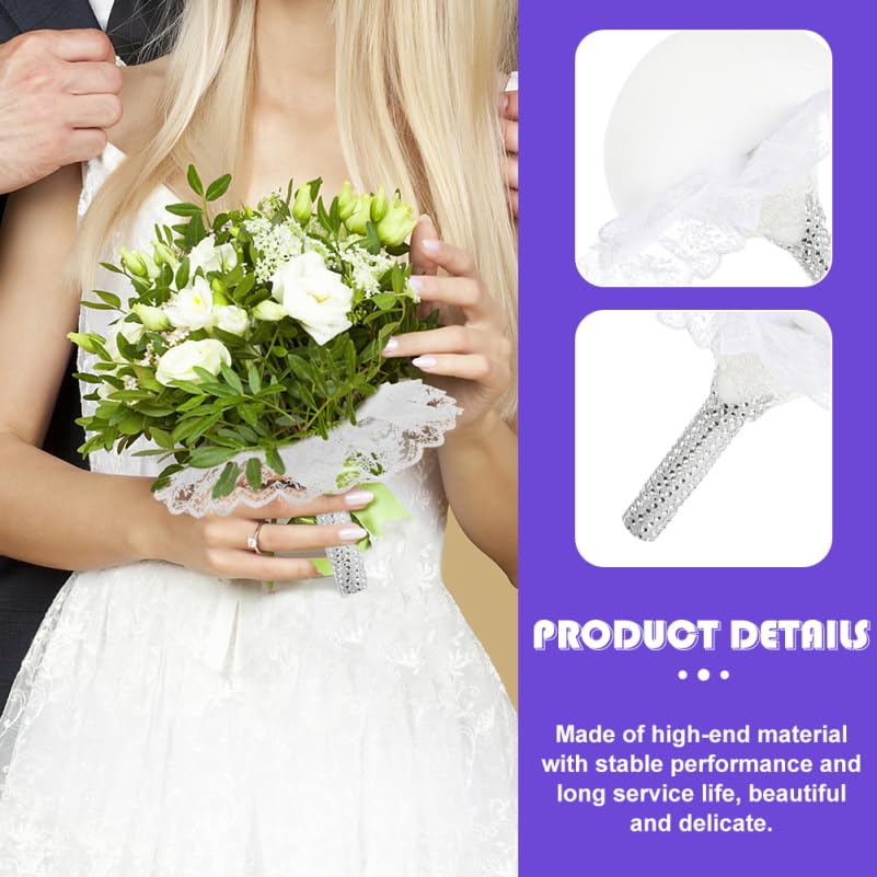 NUOBESTY Bridal Bouquet Holders 2-Pack 9.05X9.05X8.26 Inch Floral Foam Handles for Wedding DIY Artificial Flower Arrangements with Lace Design
