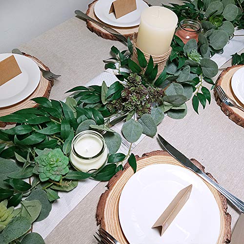 Windiy 5.5' L Mixed Faux Silver Dollar Eucalyptus Artificial Willow Vines Twigs Leaves Garland Wedding Arch Swag Backdrop Greenery Garland Table Runner Indoor Outdoor