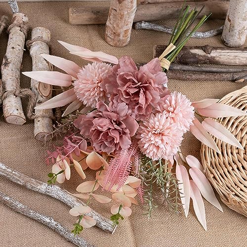 KIRIFLY Artificial Fake Flowers Plants Silk Flower Arrangements Wedding Bouquets Decorations Plastic Floral Table Centerpieces for Home Kitchen Garden Party Décor (Blush) - color: Blush