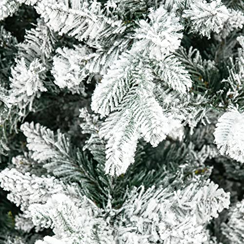 HOMCOM 9 Foot Pine Snow Flocked Artificial Christmas Tree with 616 Realistic Cedar Branches, Auto Open, Home Holiday Decoration, Green