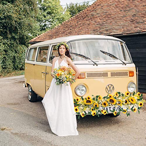 DearHouse 3 Pack Artificial Sunflower Garland Silk Sunflower Vine Artificial Flowers with Green Leaves for Wedding Table Home Decor