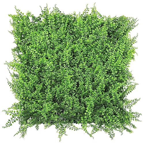 E&K 6Pcs 20" x 20" Artificial Grass Wall Panels, Faux Boxwood Greenery Backdrop Decor, UV Protected Privacy Hedge Screen for Indoor Outdoor (Fern with Back) - color: Fern with Back