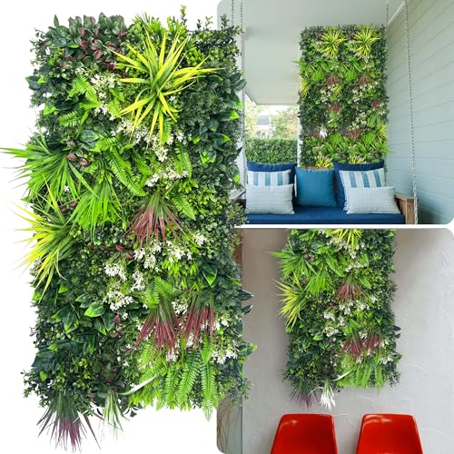 ODTORY Artificial Hedge Grass Wall Panel: 40" x 20" UV-Anti Faux Boxwood Ivy Greenery Backdrop, Fake Green Plant Fence for Indoor & Outdoor Privacy Screen and Home Decor - size: 20"x20" 2P