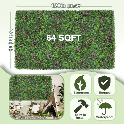 Greenery Grass Wall Boxwood Plant Roll: 72"x128"(64 SQFT with UV Resistant Green Leaves Faux for Interior Panel, Greenery Backdrop,Garden and Indoor Outdoor Wall&Fence Covering Privacy - color: 3d Style 2, size: 72"x128"