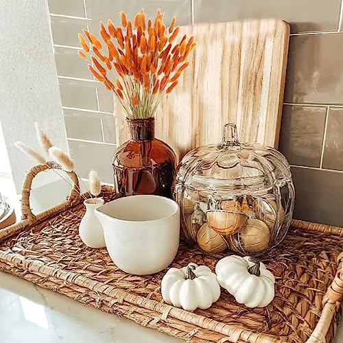 CISDUEO 120pcs Dried Bunny Tails Flowers Orange Lagurus Ovatus Tail Dried Flowers Pampas Grass Natural Dried Floral Arrangement for Boho Fall Decor Autumn Wedding DIY Farmhouse Christmas Halloween - color: Orange