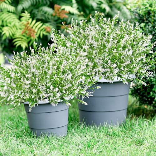 42 Pcs Fake Lavender Flowers Outdoor UV Resistant Faux Plastic Lavender Flowers No Fade Artificial Lavender Purple Plants for Outside Garden Porch Window Box Hanging Planter Decor (White) - color: White, size: 42 Pcs
