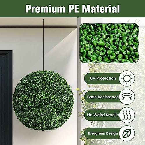 Goplus 2 PCS 19 Inch Artificial Plant Topiary Ball, Round Faux Boxwood Balls Outdoor, Garden Spheres Decorative for Front Door, Porch, Backyard, Balcony, Patio, Wedding and Home Décor - size: 19 Inch