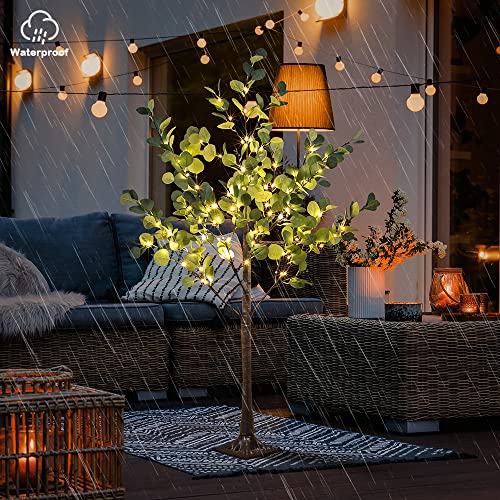 Lighted Eucalyptus Tree 4FT 126 LED Artificial Tree for Decor Inside and Outside Home Patio Wedding Festival Christmas Decoration Warm White - size: 4ft