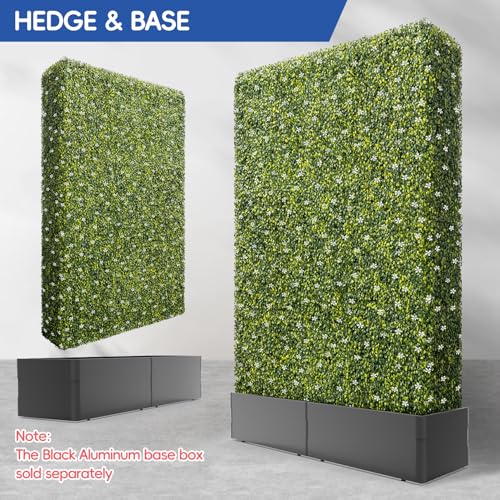 Bynbbur Artificial Hedge Wall 18" Lx54 Hx6 W Boxwood Hedges Outdoor Patio Greenery Walls, Fake Grass Privacy Wall Screens, Office Living Room Divider, Wedding Party Décor (with White Flower) - color: Green with White Flower, size: 18"Lx54"Hx6"W