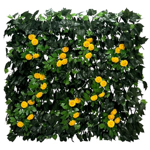 Artificial Expandable Ivy Privacy Fence Screen,Adjustable Size,Dense Leaf Panel,Perfect for Balcony,Garden,Fence Cover and Green Wall Decoration - color: BRANCH-JUHUA YELLOW