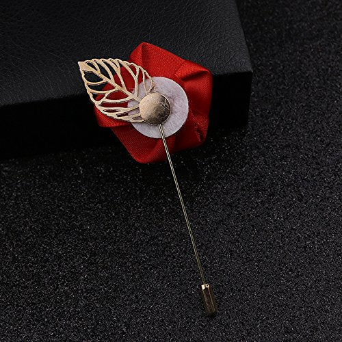 Flairs New York Gentleman's Essentials Premium Handmade Flower Lapel Pin Boutonniere - color: Champagne Gold [Rose Gold Leaf]