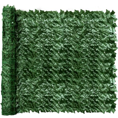 Artificial Ivy Privacy Fence Screen, 160x40 inch Artificial Hedge Grass Wall，Faux Ivy Fence Privacy Screen, Decoration for Patio, Balcony, Garden, Backyard Indoor Outdoor Decor - color: Green Sweet Potato Leaves, size: 160x40 inch