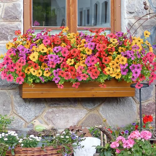 Waipfaru Artificial Flowers for Outdoors, 36 Bundles Faux Plants Outdoor, UV Resistant Artificial Plants Outdoor, Silk Fake Artificial Flowers for Outside Home Decor Planter Porch Patio Decoration - color: Red&yellow&purple&purple-red, size: 36 Bundles