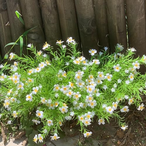 18PCS Artificial Spring White Flowers for Indoor Outdoor Planters Faux Daisy Fake Little Flowers UV Resistant for Porch Terrace Yard Home Party Decoration