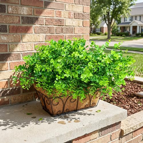 Artificial Faux Outdoor Plants for Spring Summer Decoration, 12 Bundles Fake Plastic Eucalyptus UV Resistant Look Real Fake Plants for Planter Outside Front Door Porch Patio Balcony Garden Indoor Yard - color: Eucalyptus-green