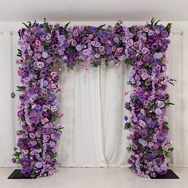 8x8 feet Lavender Roll Up Silk Artificial Flower Backdrop for Arch Stand Photo Background Wedding Reception Party Event Decorations Supplies