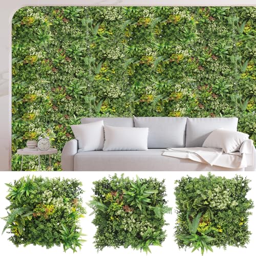 20"x20" Artificial Grass Wall Panels, 1Set (Contain 3 Pieces) Greenery Backdrop Fake Grass Decor, Faux Boxwood Panels for Interior Wall Décor, Outdoor Patio Privacy Ivy Fence Screen - size: 20"x20"