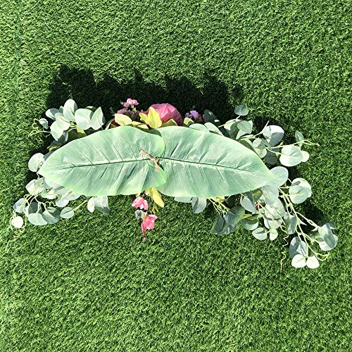 H&S BRIDAL Wedding Arch Flowers, 30 Inch Rustic Artificial Floral Swag for Door Lintel, Green Leaves Rose Peony Sunflowers Table Centerpieces Home Decoration - color: Green9